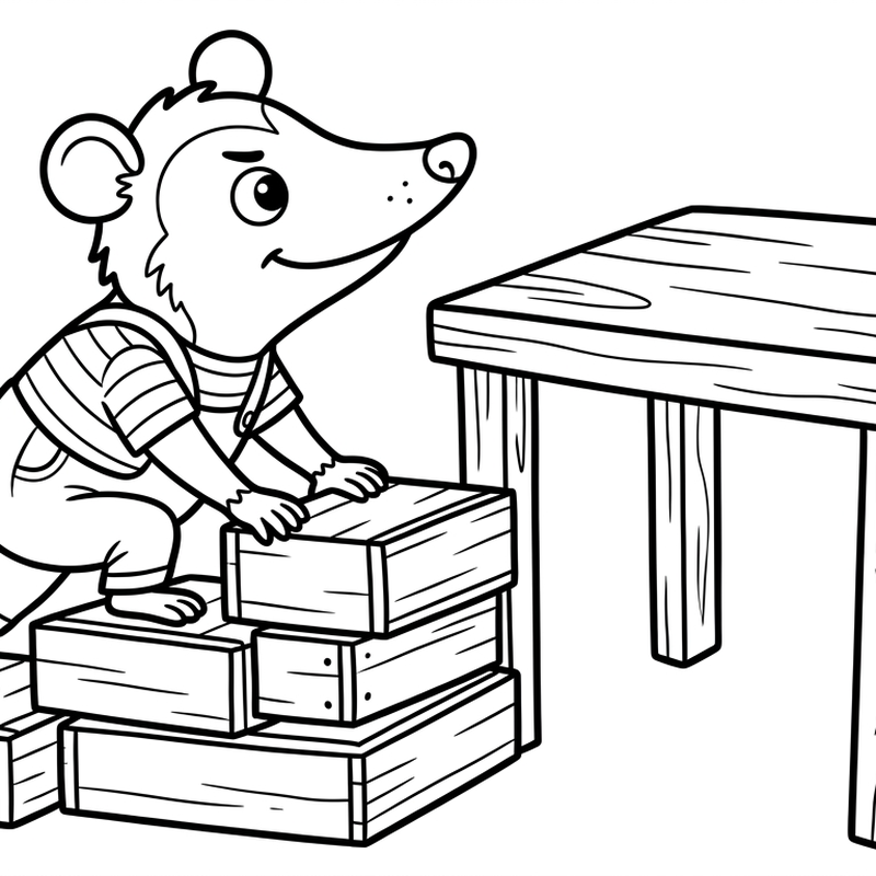 possum escalando cajas